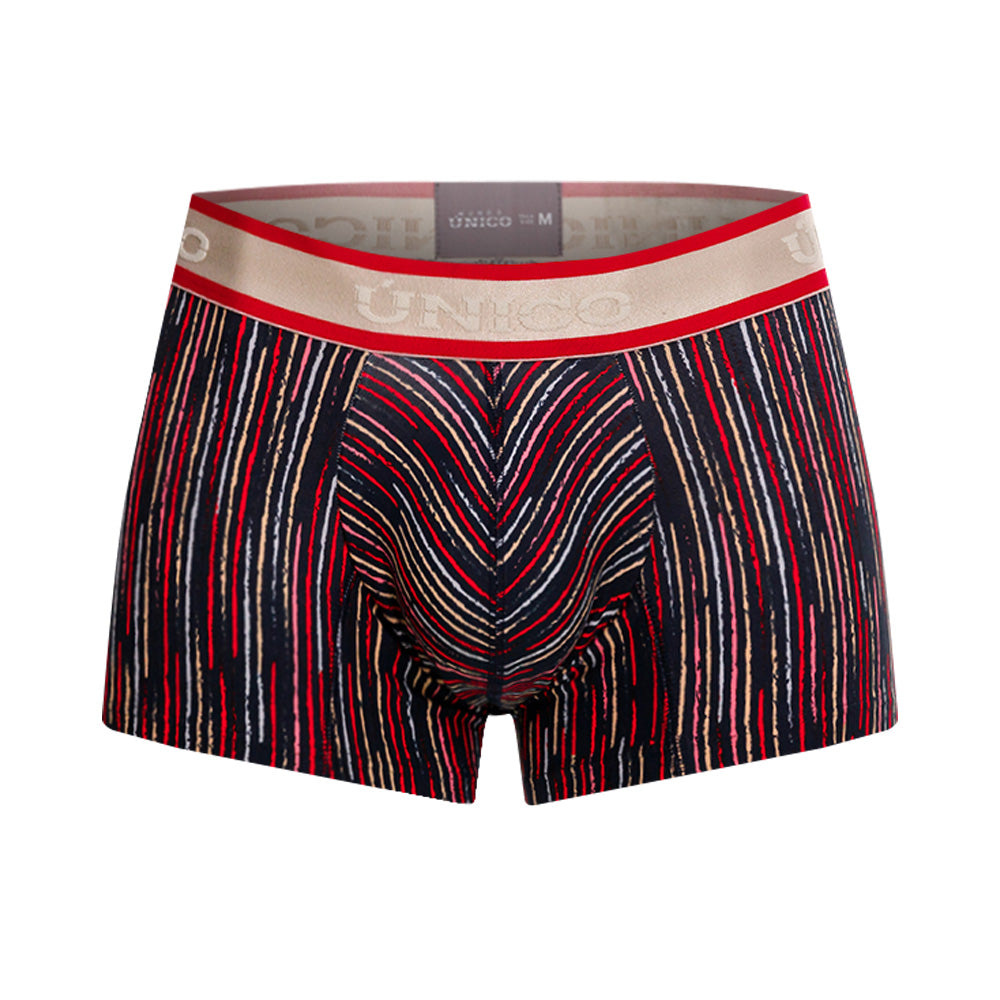 Mundo Unico Men’s Bóxer Corto Inmenso Rojo - Striped Microfiber Short Trunk Boxer Briefs