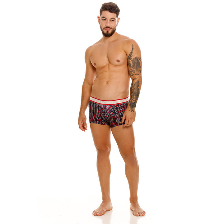 Mundo Unico Men’s Bóxer Corto Inmenso Rojo - Striped Microfiber Short Trunk Boxer Briefs