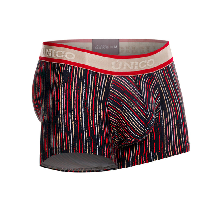 Mundo Unico Men’s Bóxer Corto Inmenso Rojo - Striped Microfiber Short Trunk Boxer Briefs