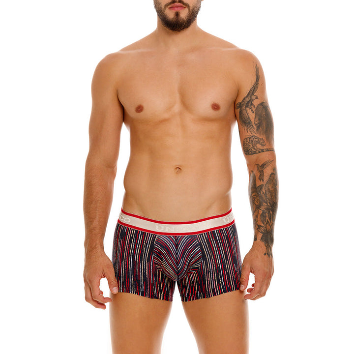 Mundo Unico Men’s Bóxer Corto Inmenso Rojo - Striped Microfiber Short Trunk Boxer Briefs