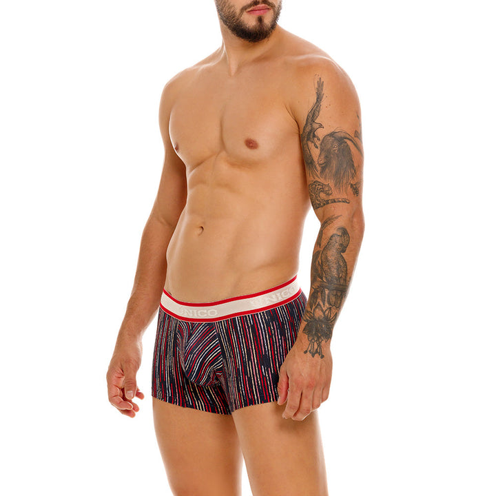 Mundo Unico Men’s Bóxer Corto Inmenso Rojo - Striped Microfiber Short Trunk Boxer Briefs