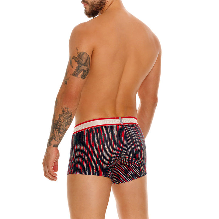 Mundo Unico Men’s Bóxer Corto Inmenso Rojo - Striped Microfiber Short Trunk Boxer Briefs