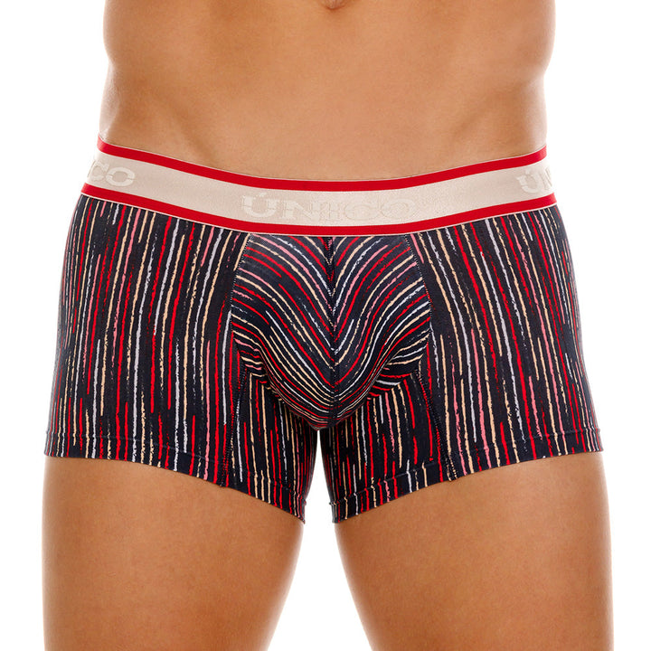 Mundo Unico Men’s Bóxer Corto Inmenso Rojo - Striped Microfiber Short Trunk Boxer Briefs
