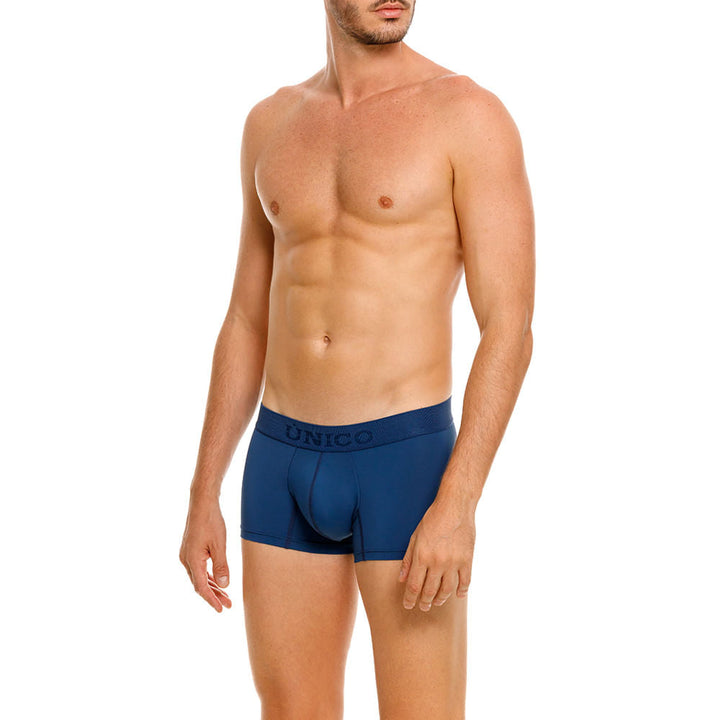 Mundo Unico Men's Short Boxer Briefs - Arábigo Azul Solid Blue Microfiber