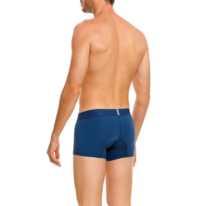 Mundo Unico Men's Short Boxer Briefs - Arábigo Azul Solid Blue Microfiber