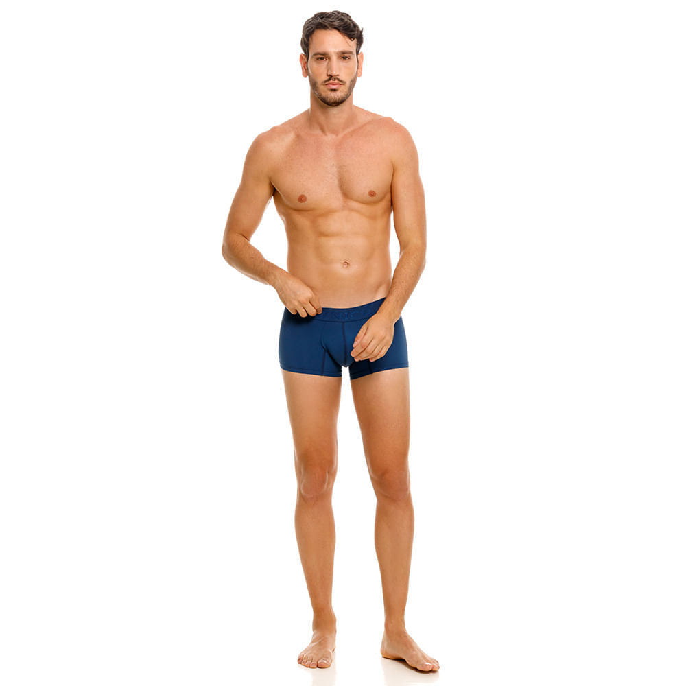 Mundo Unico Men's Short Boxer Briefs - Arábigo Azul Solid Blue Microfiber