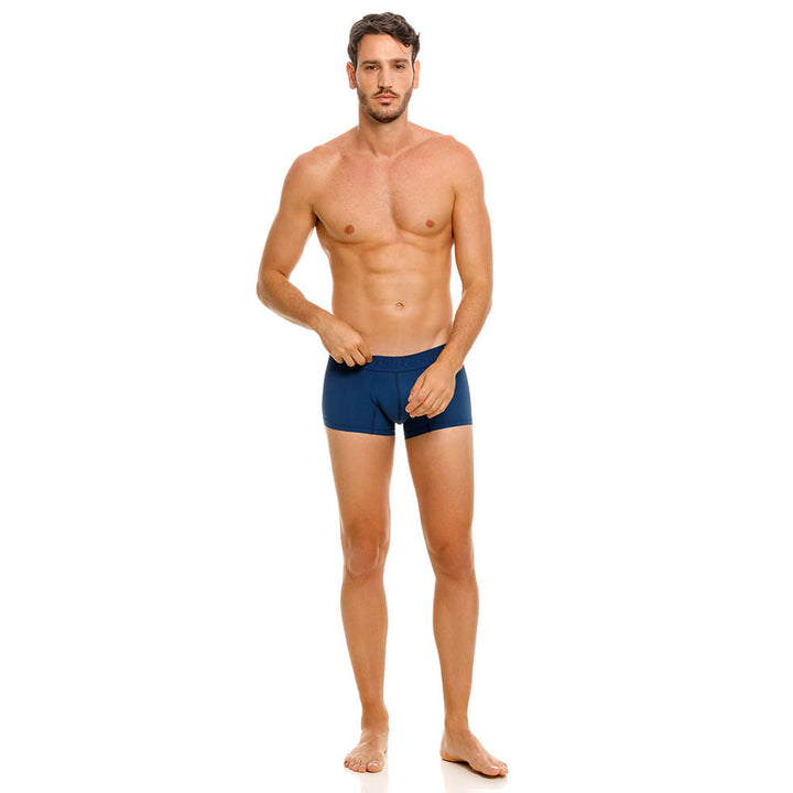 Mundo Unico Men's Short Boxer Briefs - Arábigo Azul Solid Blue Microfiber