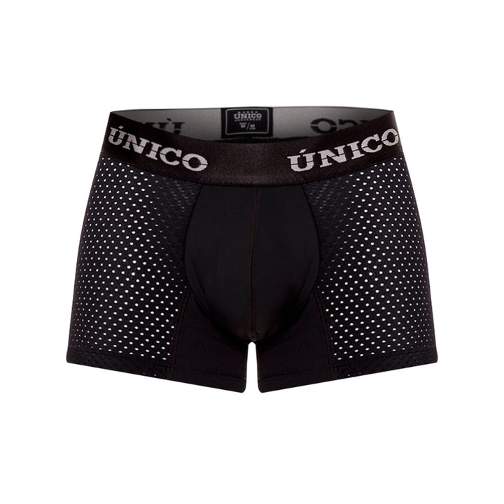 Mundo Unico Men’s Boxer Corto Sequoia M23 Negro - Premium Micro-Perforated Black Trunks with Ergonomic Pouch