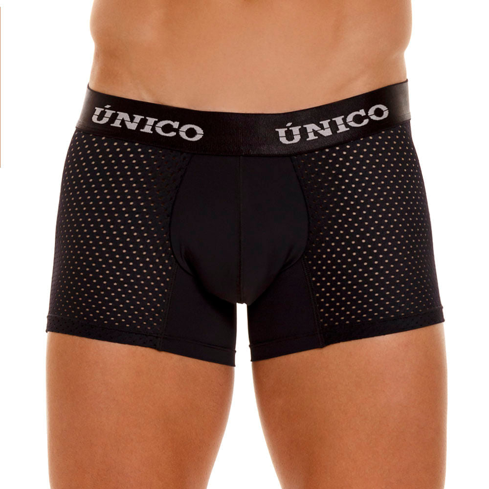 Mundo Unico Men’s Boxer Corto Sequoia M23 Negro - Premium Micro-Perforated Black Trunks with Ergonomic Pouch