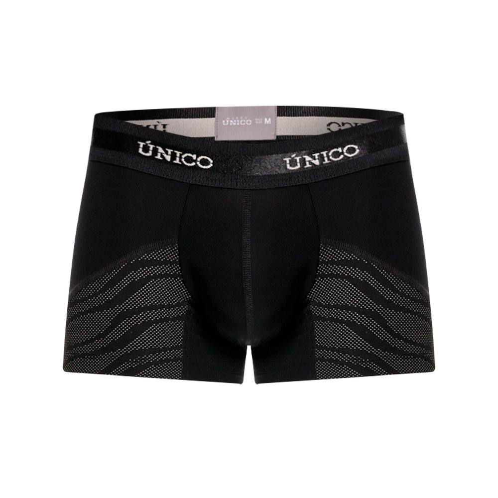 Mundo Unico men's black nylon microfiber short boxer Lignito – front view