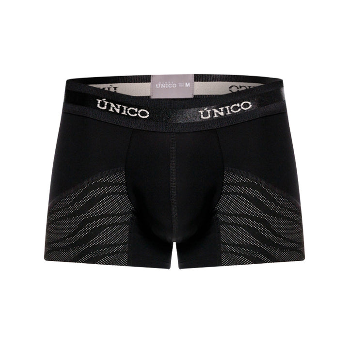 Mundo Unico men's black nylon microfiber short boxer Lignito – front view