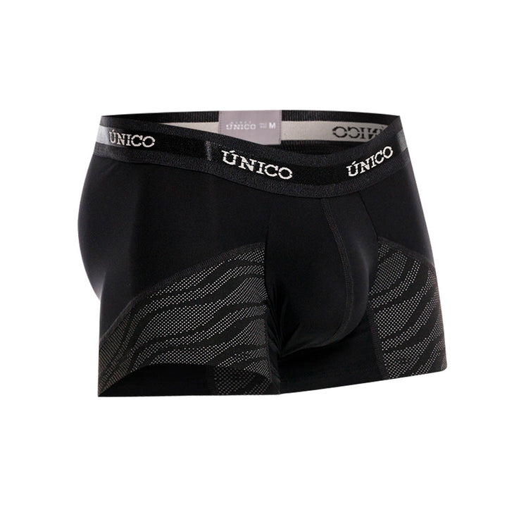 Mundo Unico men's black nylon microfiber short boxer Lignito – detail view