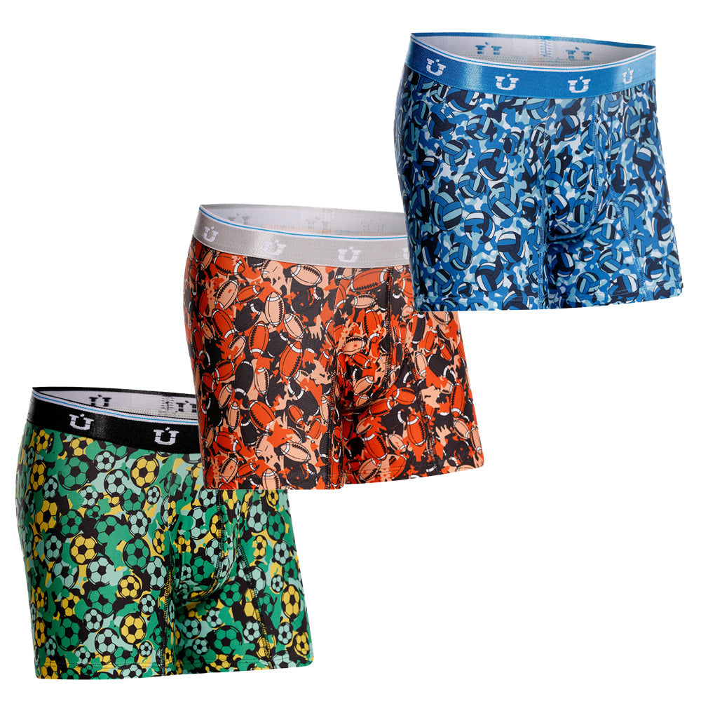 Unico Boys' 3-Pack Freshman "Camo Champions" Mid-Length Boxer Briefs