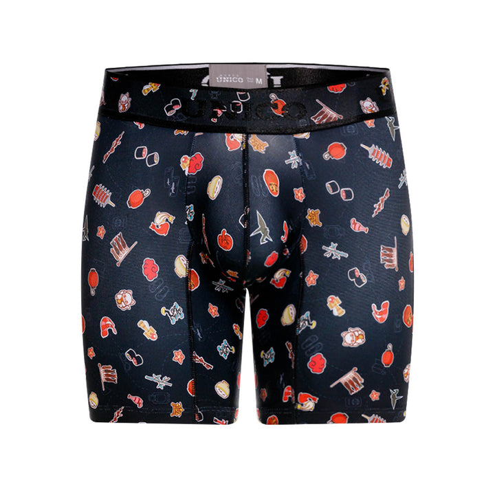 MUNDO ÚNICO "Arigato" Japanese Print Mid-Length Boxer Briefs (BOXER MEDIO ARIGATO NEGRO)