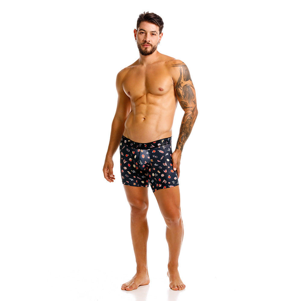 MUNDO ÚNICO "Arigato" Japanese Print Mid-Length Boxer Briefs (BOXER MEDIO ARIGATO NEGRO)