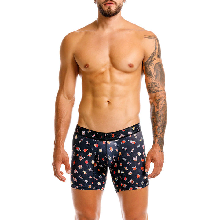 MUNDO ÚNICO "Arigato" Japanese Print Mid-Length Boxer Briefs (BOXER MEDIO ARIGATO NEGRO)
