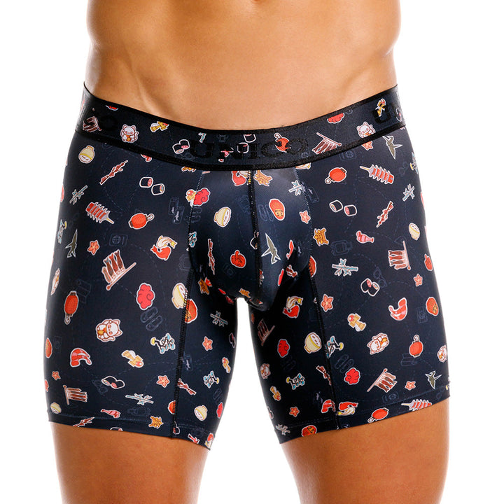 MUNDO ÚNICO "Arigato" Japanese Print Mid-Length Boxer Briefs (BOXER MEDIO ARIGATO NEGRO)