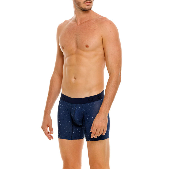 Mundo Unico Men's Mid-Length Boxer Briefs - Baltico Azul Micro-Perforated Microfiber