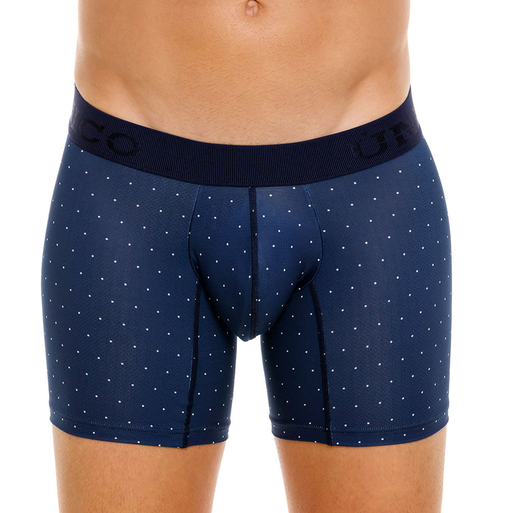 Mundo Unico Men's Mid-Length Boxer Briefs - Baltico Azul Micro-Perforated Microfiber