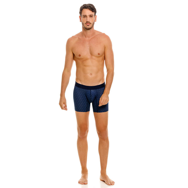 Mundo Unico Men's Mid-Length Boxer Briefs - Baltico Azul Micro-Perforated Microfiber