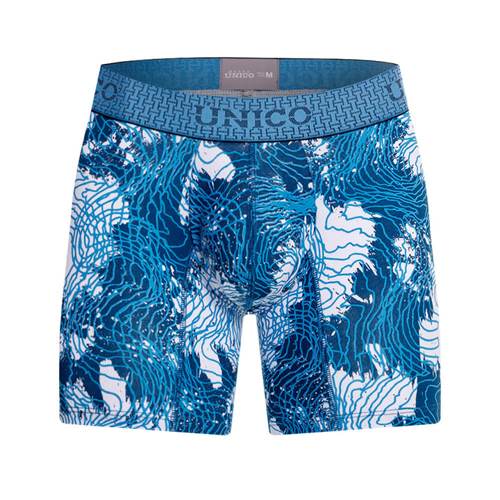 Mundo Unico Men's Barníz Azul Mid-Length Boxer Briefs - Premium Cotton Stretch Support Trunk