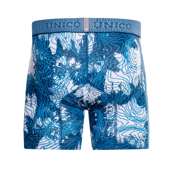 Mundo Unico Men's Barníz Azul Mid-Length Boxer Briefs - Premium Cotton Stretch Support Trunk