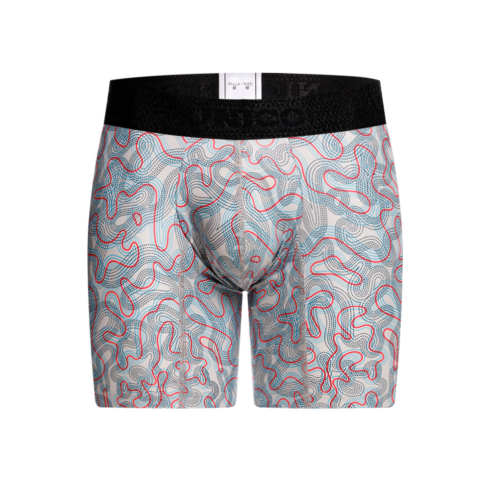 Unico Bayamo Men's Mid-Leg Boxer Brief - Beige Patterned Microfibre