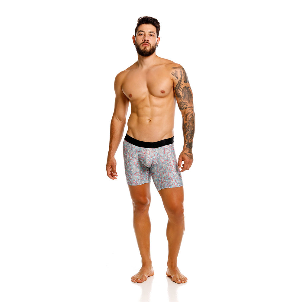 Unico Bayamo Men's Mid-Leg Boxer Brief - Beige Patterned Microfibre