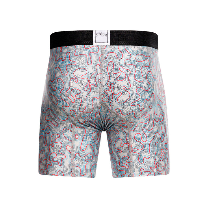 Unico Bayamo Men's Mid-Leg Boxer Brief - Beige Patterned Microfibre