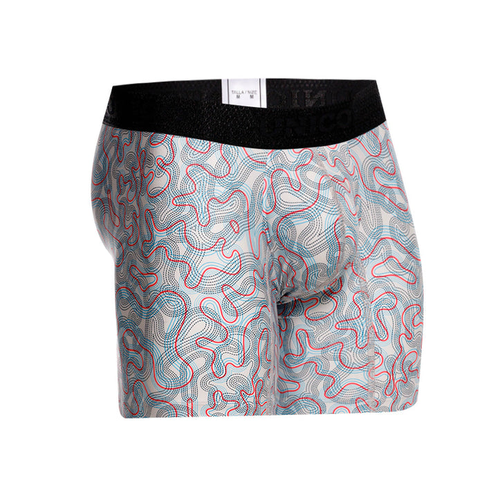 Unico Bayamo Men's Mid-Leg Boxer Brief - Beige Patterned Microfibre