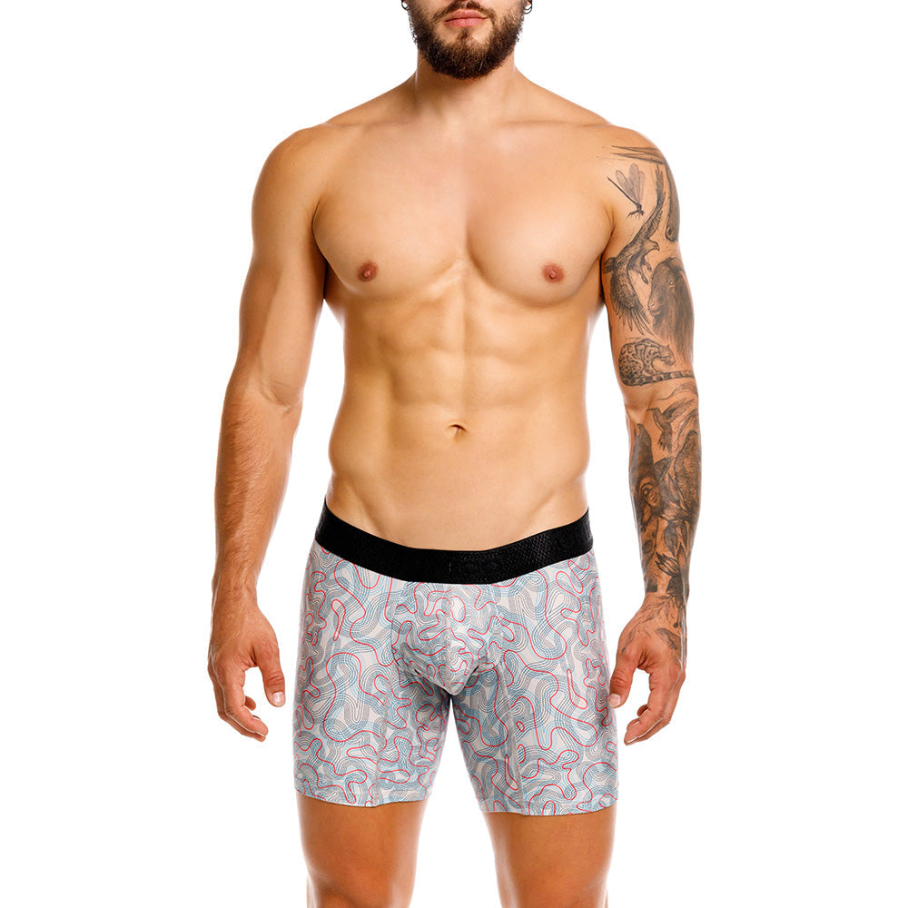 Unico Bayamo Men's Mid-Leg Boxer Brief - Beige Patterned Microfibre