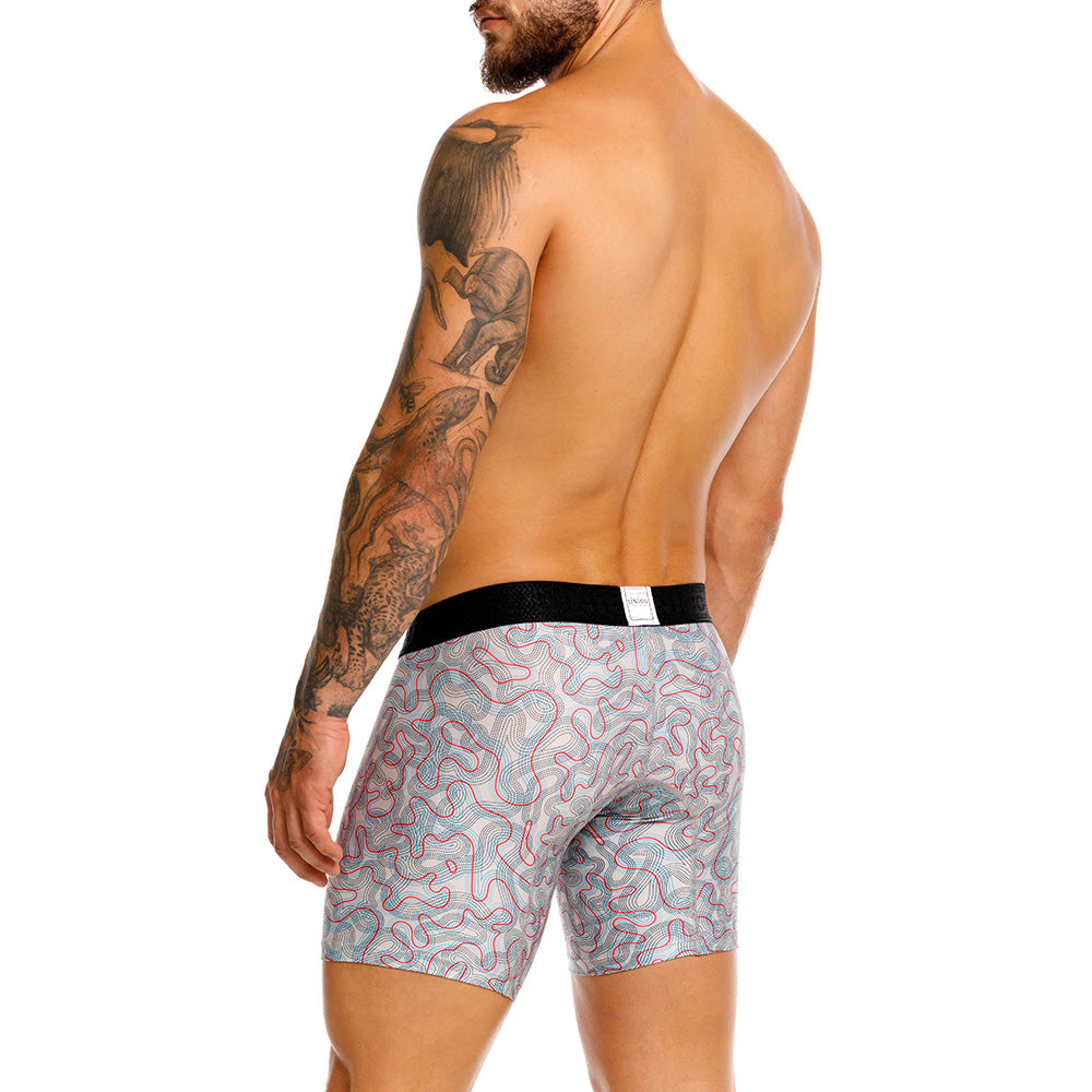 Unico Bayamo Men's Mid-Leg Boxer Brief - Beige Patterned Microfibre