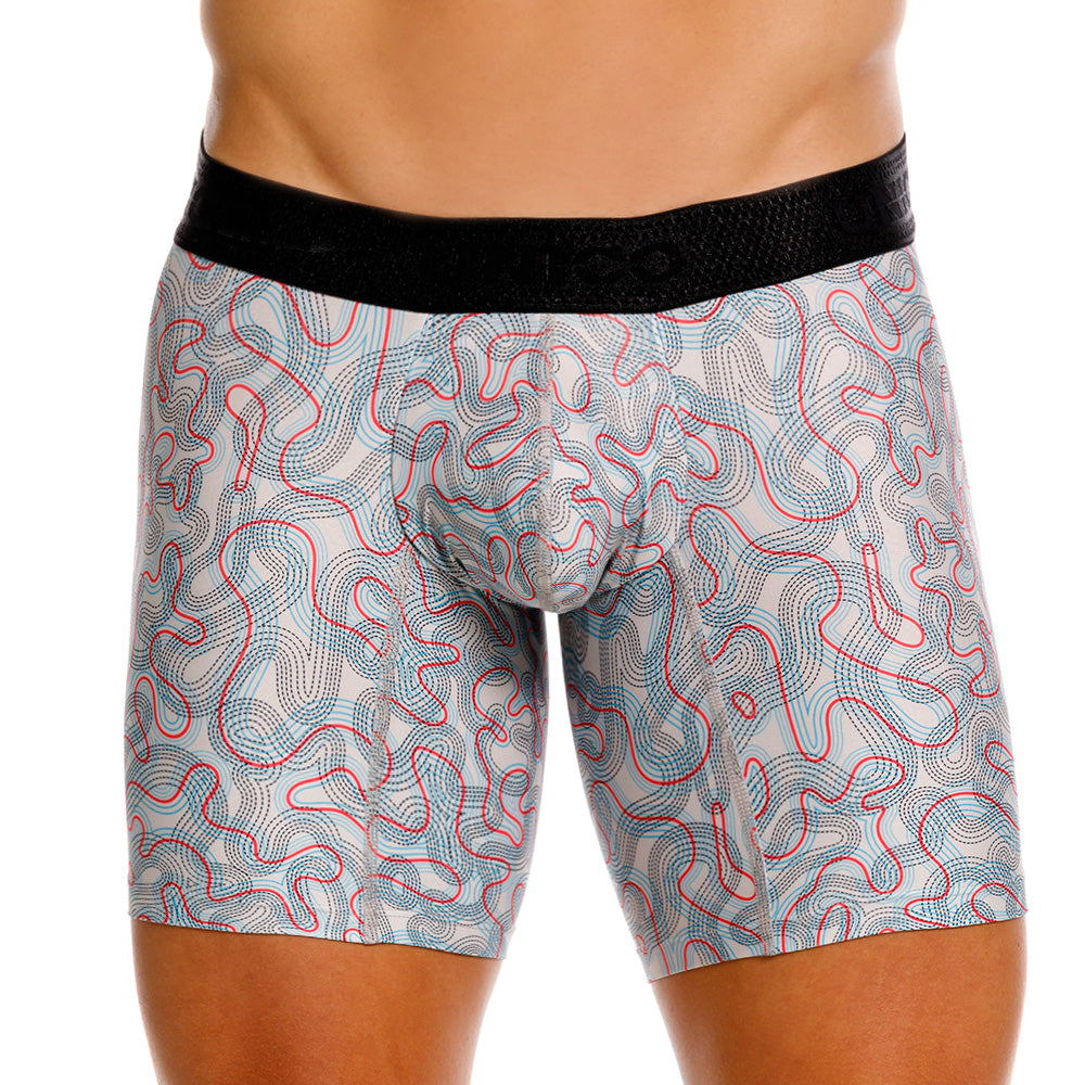 Unico Bayamo Men's Mid-Leg Boxer Brief - Beige Patterned Microfibre