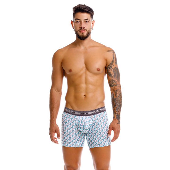 Mundo Unico Men's Mid-Length Boxer Briefs - Caterva Green Print