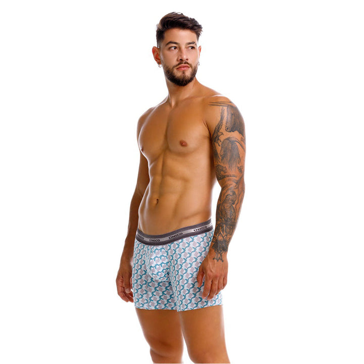 Mundo Unico Men's Mid-Length Boxer Briefs - Caterva Green Print