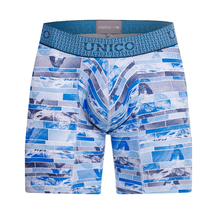 Mundo Unico Men's Cerro Azul Mid-Length Boxer Briefs - Printed Cotton Comfort Support Underwear