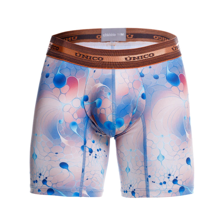 Mundo Unico Men's Esferoide Azul Mid-Length Boxer Briefs - Breathable Performance Microfiber Underwear