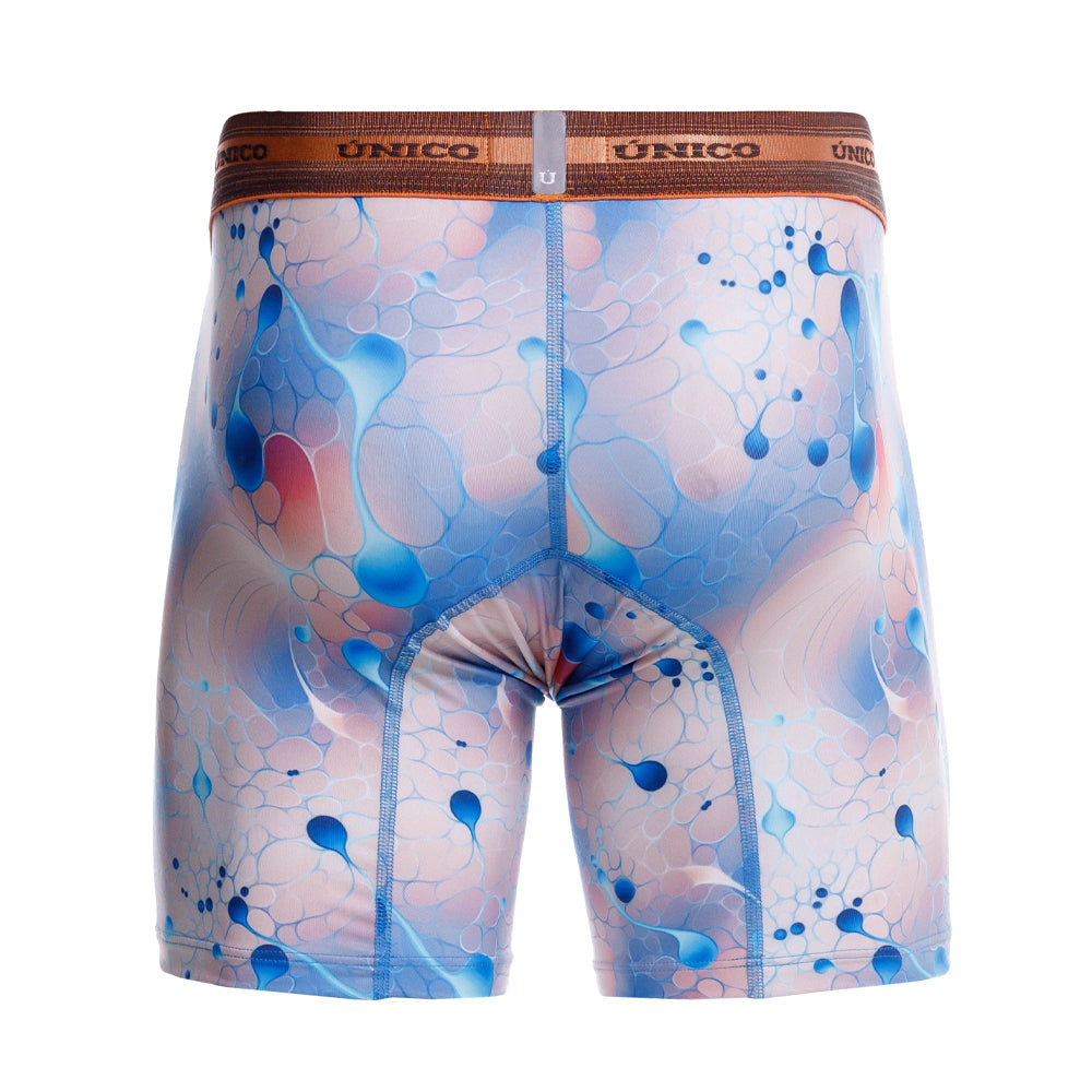 Mundo Unico Men's Esferoide Azul Mid-Length Boxer Briefs - Breathable Performance Microfiber Underwear