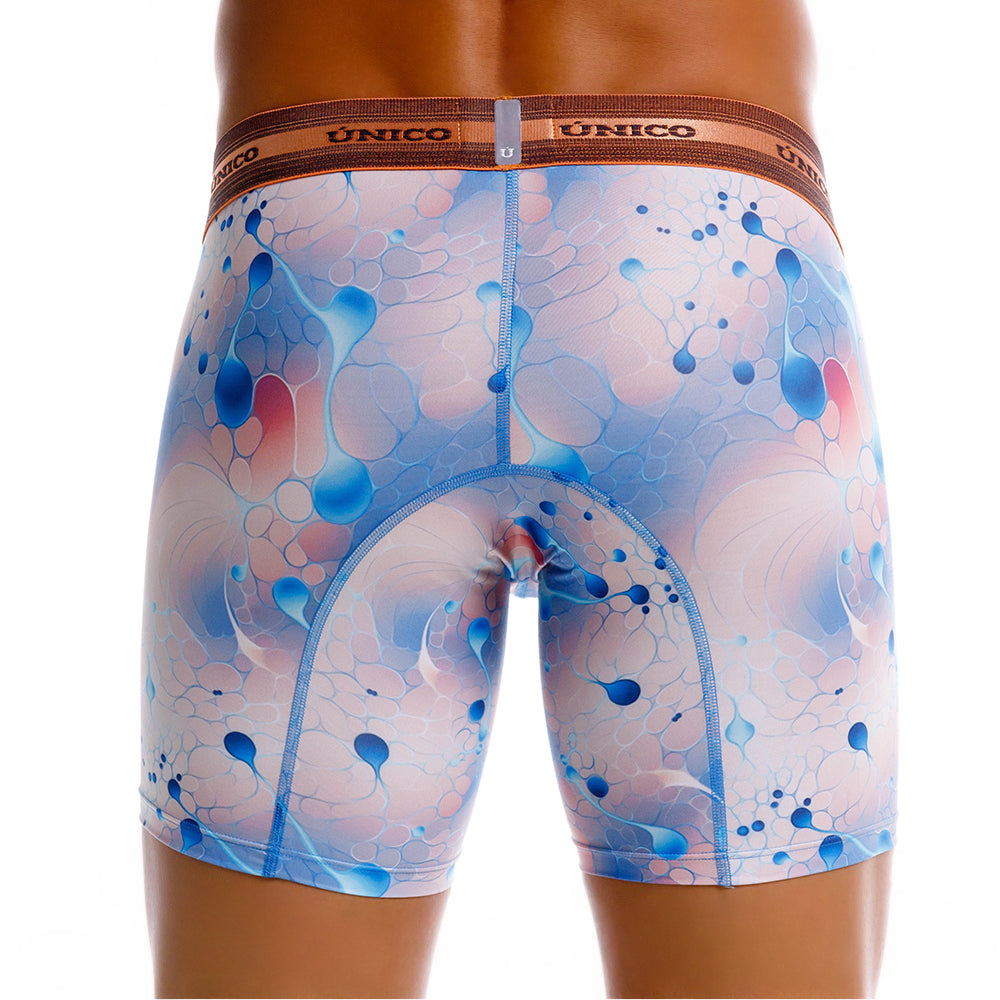 Mundo Unico Men's Esferoide Azul Mid-Length Boxer Briefs - Breathable Performance Microfiber Underwear