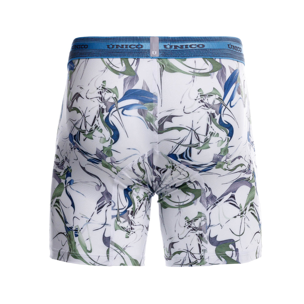 Mundo Unico Men’s Boxer Medio Euglena Blanco - Micro-Perforated Microfiber Mid-Leg Boxer Briefs