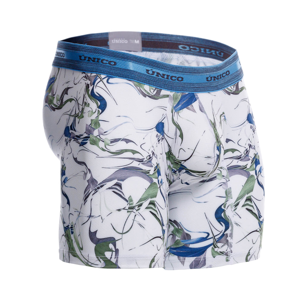 Mundo Unico Men’s Boxer Medio Euglena Blanco - Micro-Perforated Microfiber Mid-Leg Boxer Briefs