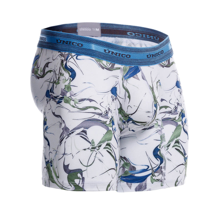 Mundo Unico Men’s Boxer Medio Euglena Blanco - Micro-Perforated Microfiber Mid-Leg Boxer Briefs