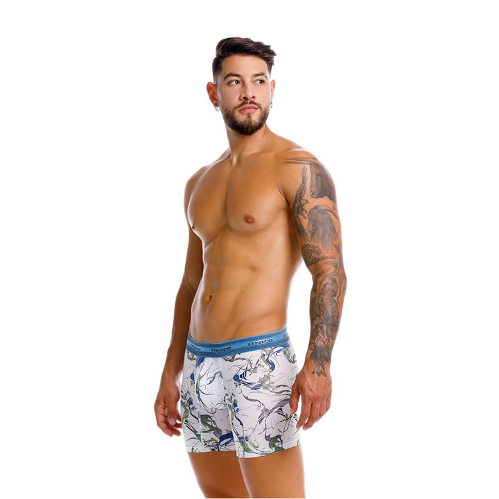 Mundo Unico Men’s Boxer Medio Euglena Blanco - Micro-Perforated Microfiber Mid-Leg Boxer Briefs