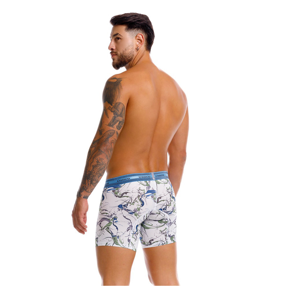 Mundo Unico Men’s Boxer Medio Euglena Blanco - Micro-Perforated Microfiber Mid-Leg Boxer Briefs