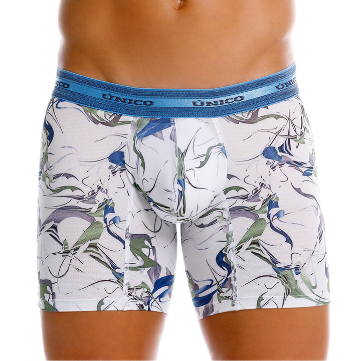 Mundo Unico Men’s Boxer Medio Euglena Blanco - Micro-Perforated Microfiber Mid-Leg Boxer Briefs