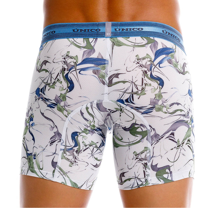 Mundo Unico Men’s Boxer Medio Euglena Blanco - Micro-Perforated Microfiber Mid-Leg Boxer Briefs