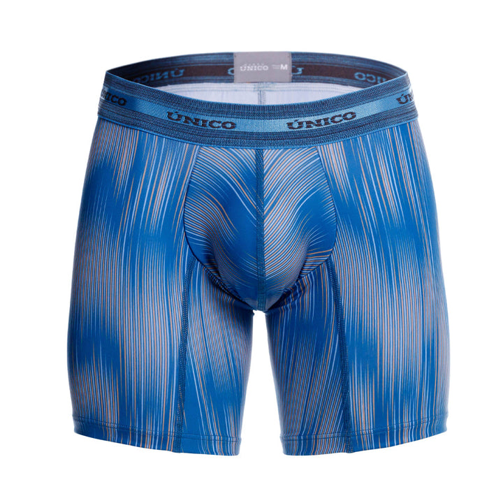 Mundo Unico Men’s Boxer Medio Folio Azul - Premium Printed Microfiber Mid-Length Boxer Briefs