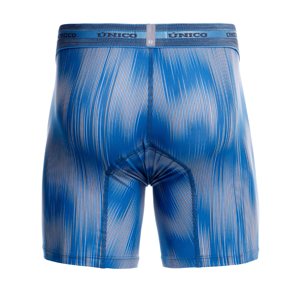 Mundo Unico Men’s Boxer Medio Folio Azul - Premium Printed Microfiber Mid-Length Boxer Briefs