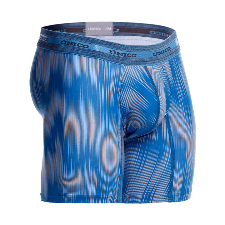 Mundo Unico Men’s Boxer Medio Folio Azul - Premium Printed Microfiber Mid-Length Boxer Briefs