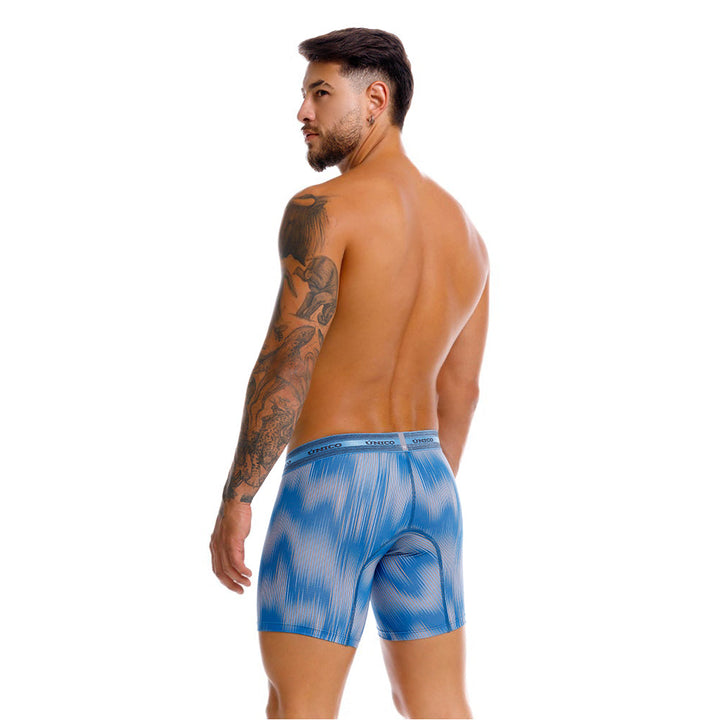 Mundo Unico Men’s Boxer Medio Folio Azul - Premium Printed Microfiber Mid-Length Boxer Briefs